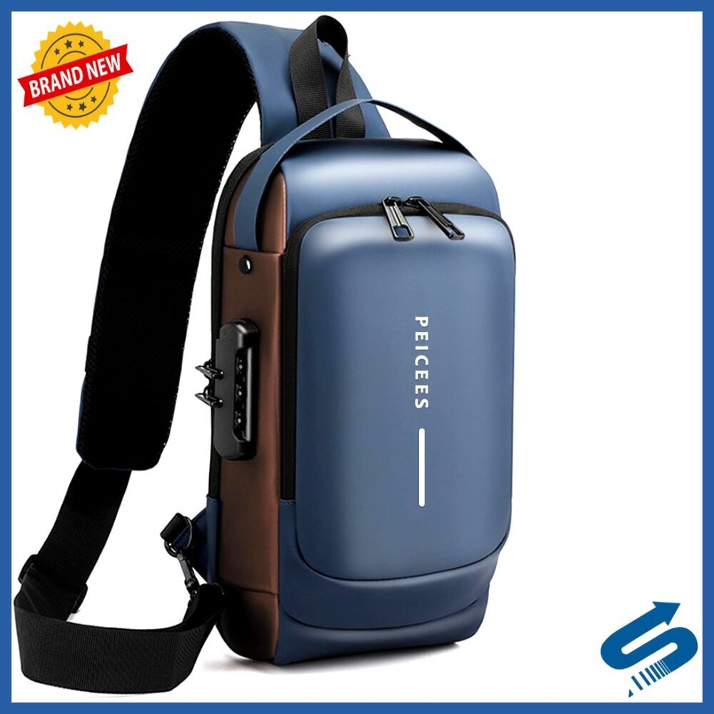 Leather Sling Bag Anti-Theft Crossbody Shoulder Bag Men's Daily Use Adjustable